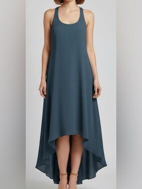 NEW! Acrobat 100% SILK Hi-Low Racerback Dress, XS, Slate Blue